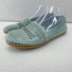 Adam Tucker Me Too Lanna Leather Upper Woven Slip On Loafers Blue Green Shoes 6